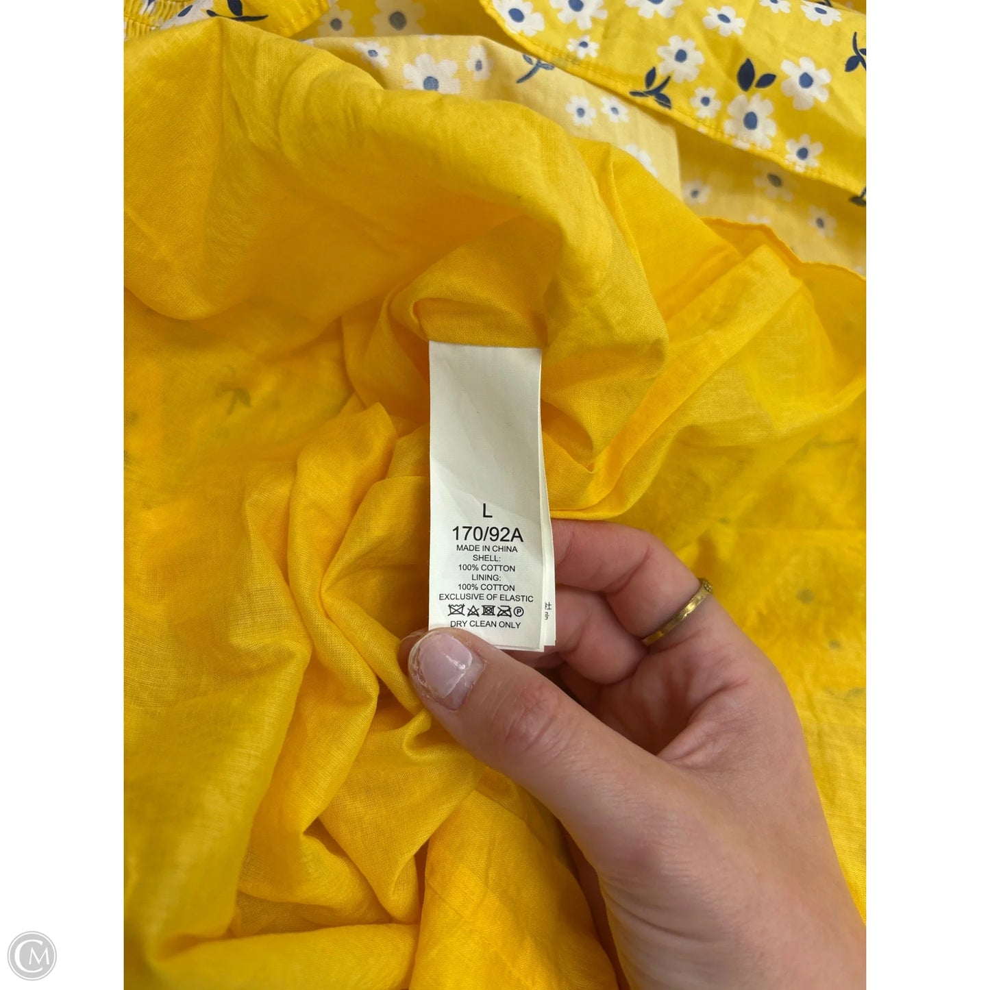 Dress Designer By Kate Spade In White & Yellow, Size: L