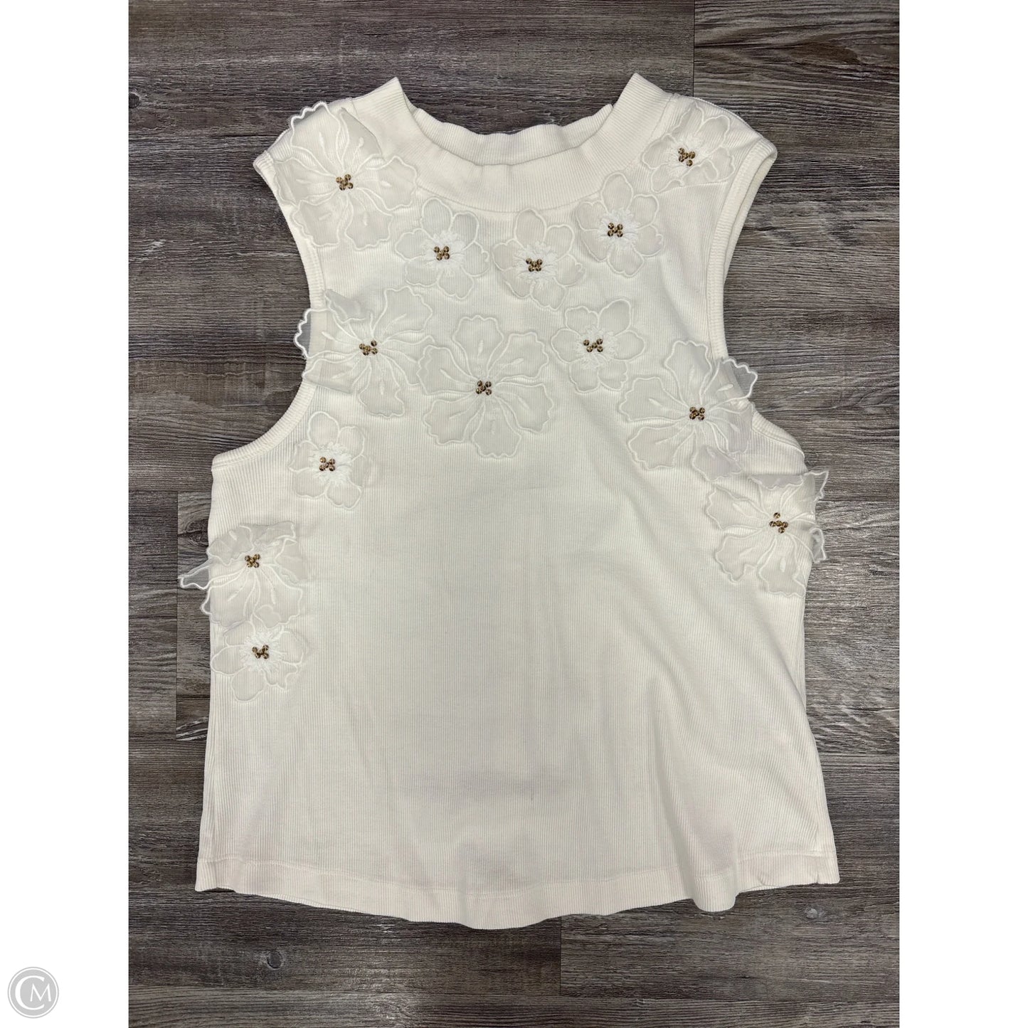 Top Sleeveless By Anthropologie In White, Size: L