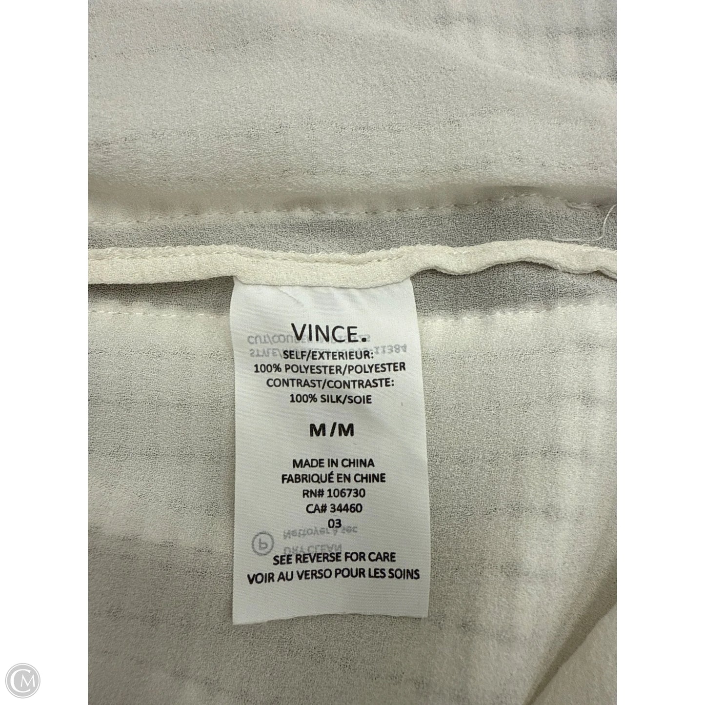 Top Sleeveless By Vince In White, Size: M