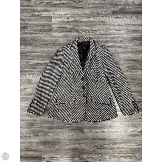 Blazer Designer By Rena Lange In Grey & Pink, Size: L