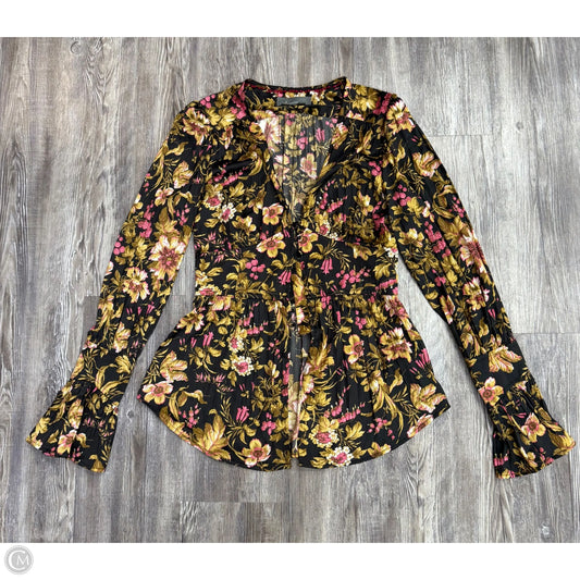 Top Long Sleeve By Anthropologie In Black & Yellow, Size: Xs