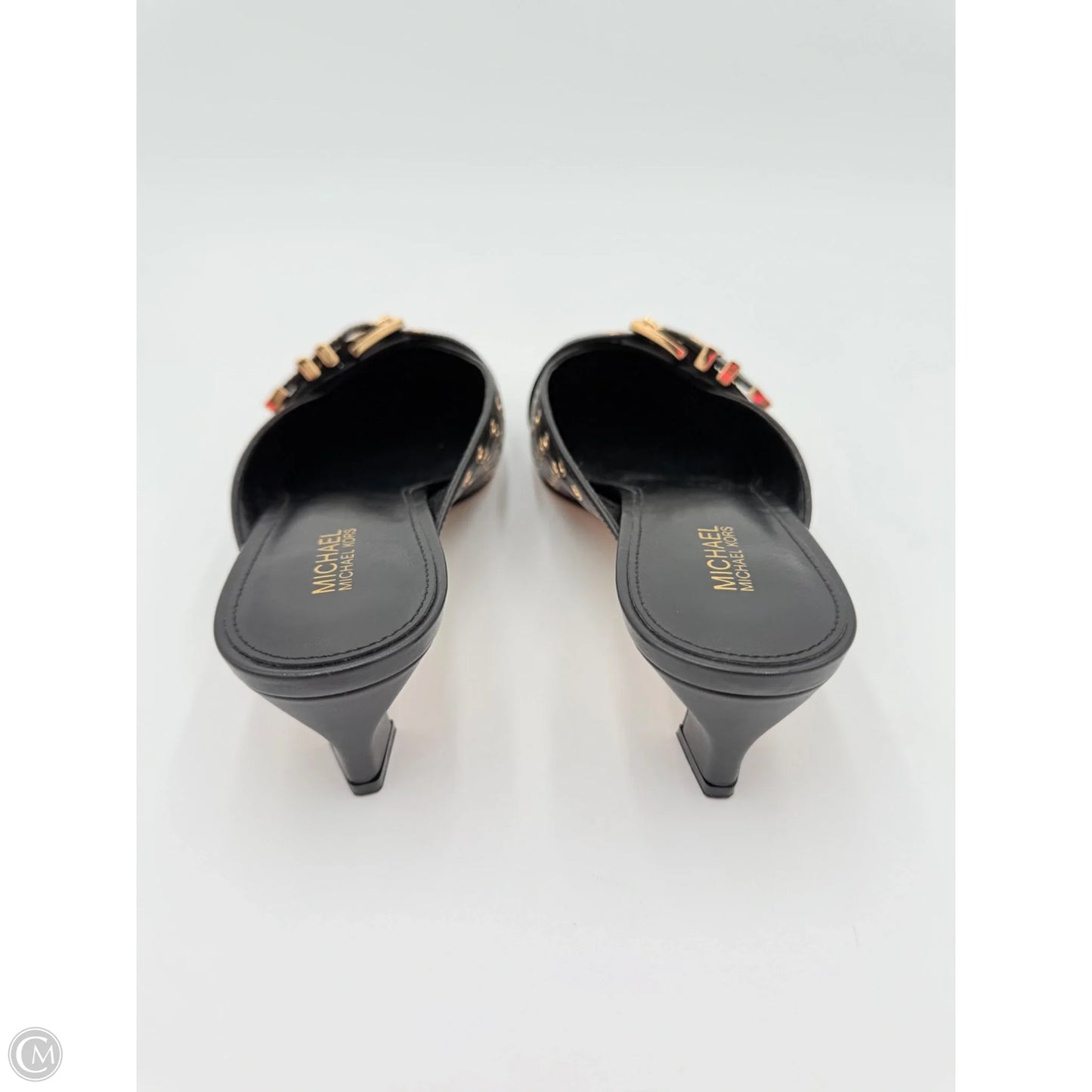 Shoes Heels Kitten By Michael By Michael Kors In Black & Gold, Size: 8
