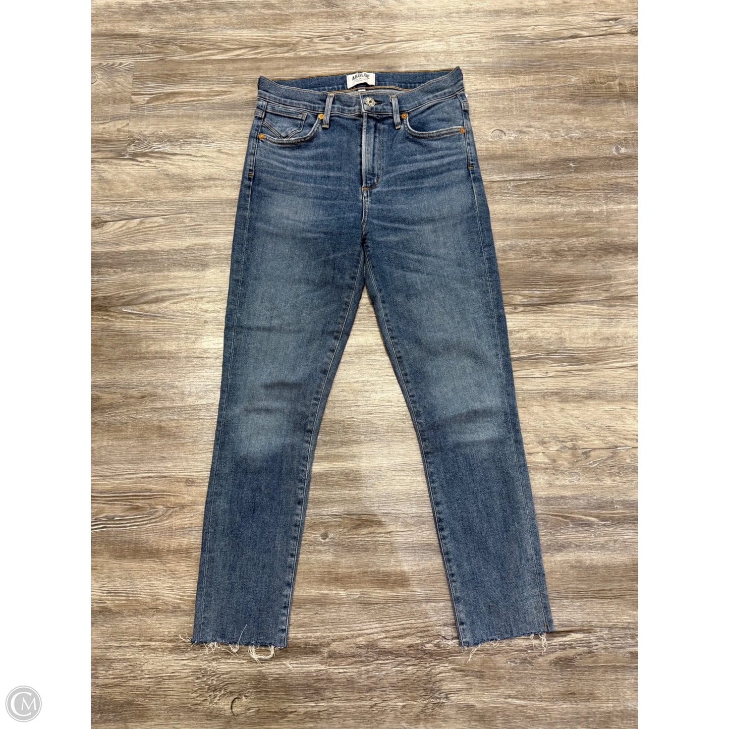 Jeans Straight By Agolde In Blue Denim, Size: 4