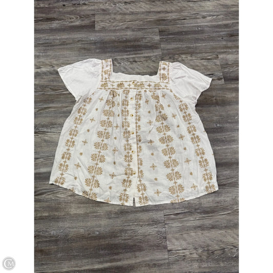 Top Short Sleeve By Torrid In White & Yellow, Size: 1x