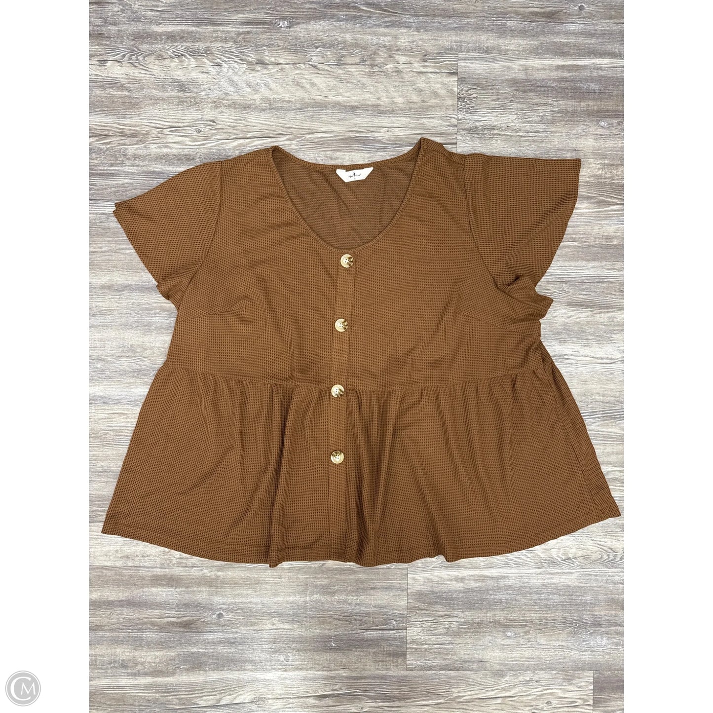 Top Short Sleeve By Clothes Mentor In Brown, Size: 4x
