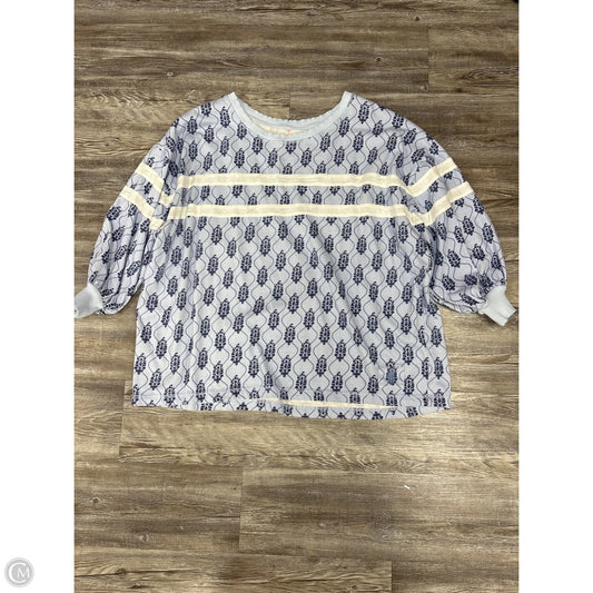 Sweatshirt Crewneck By Free People In Blue & White, Size: L