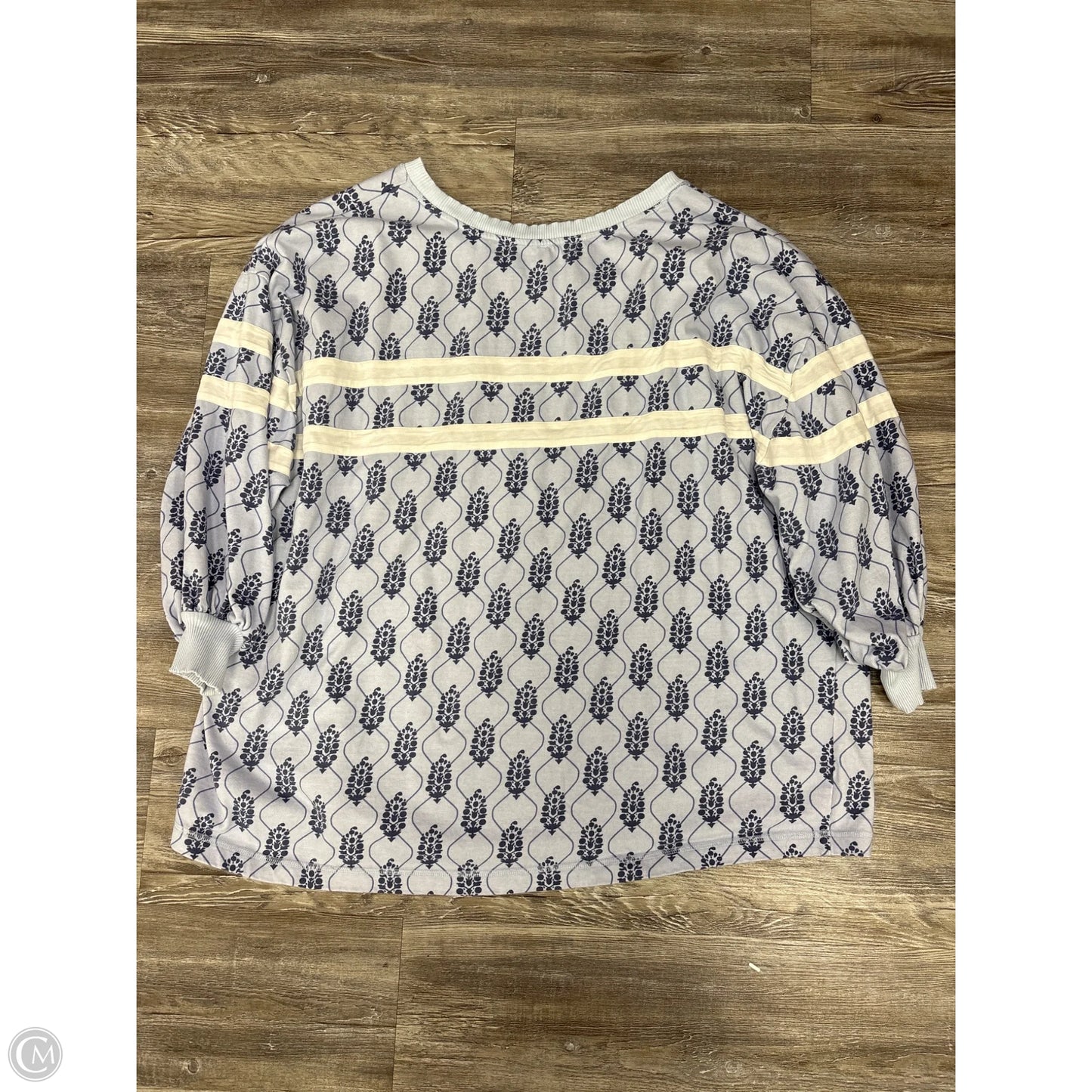 Sweatshirt Crewneck By Free People In Blue & White, Size: L