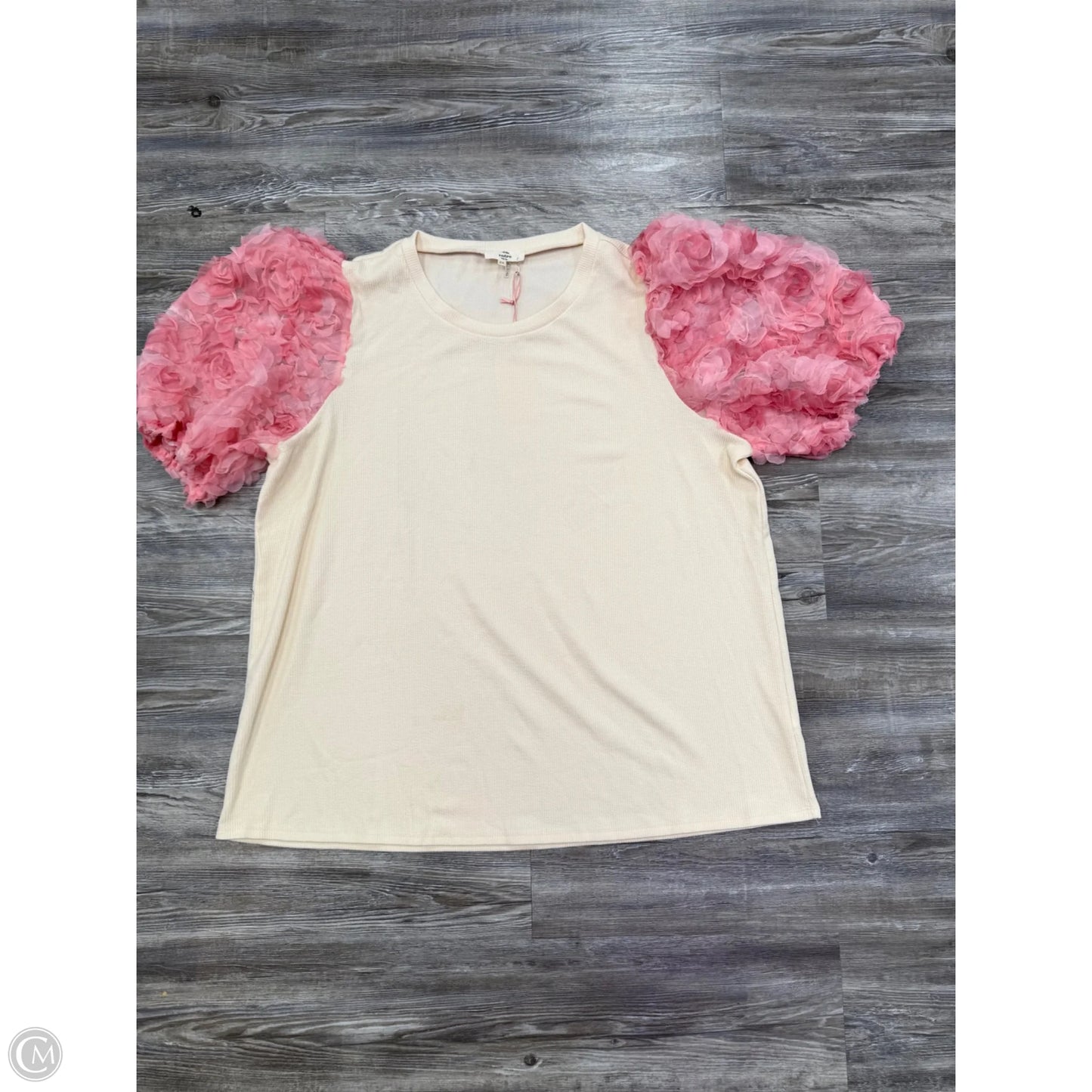 Top Short Sleeve By Entro In Cream & Pink, Size: 2x