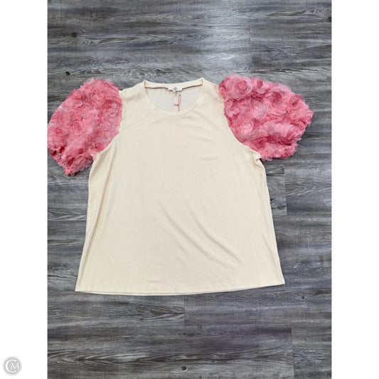Top Short Sleeve By Entro In Cream & Pink, Size: 2x
