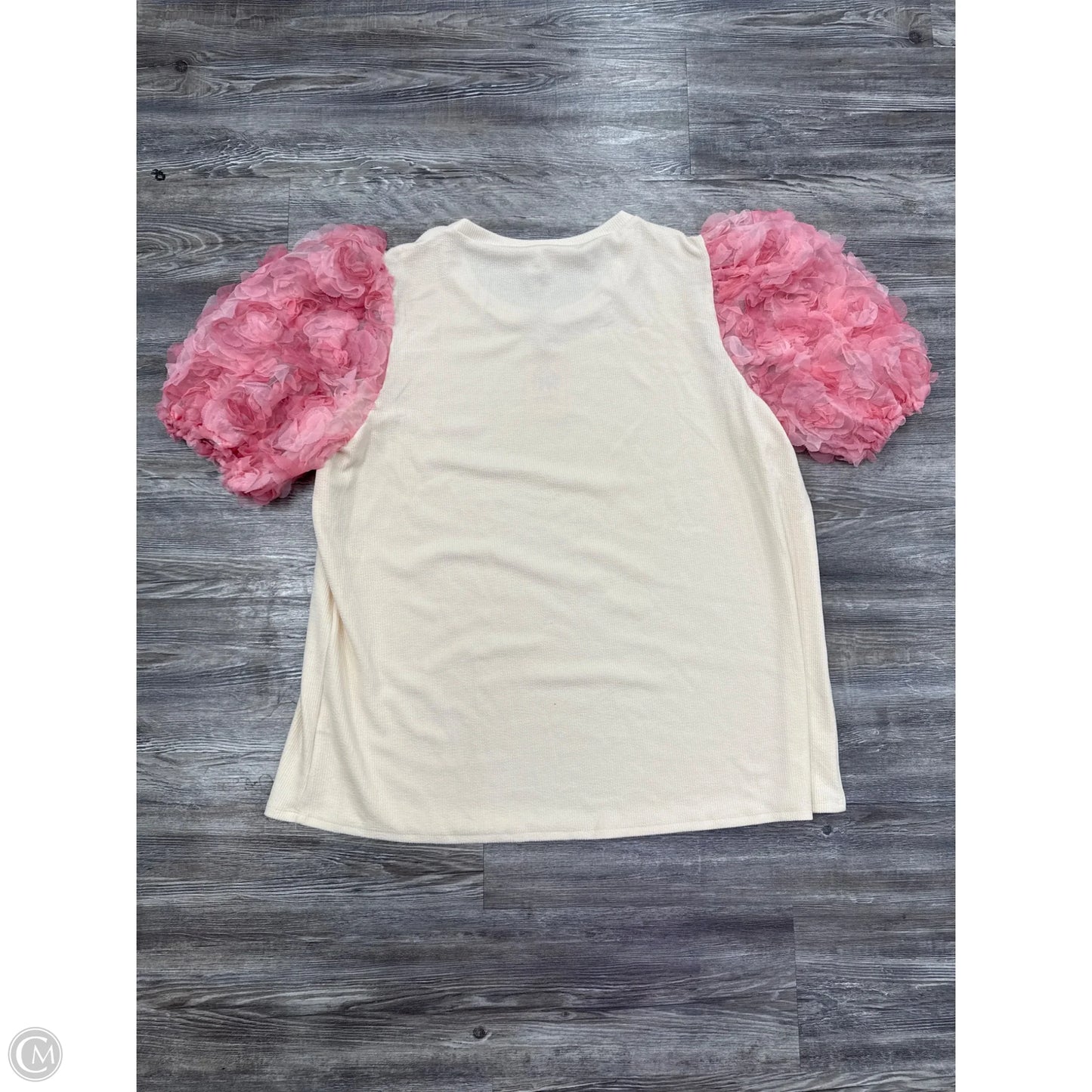 Top Short Sleeve By Entro In Cream & Pink, Size: 2x