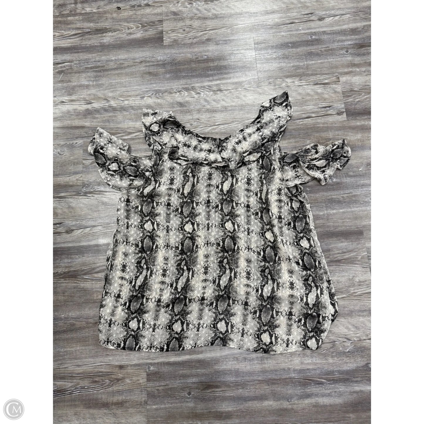 Top Short Sleeve By Oddi In Snakeskin Print, Size: 3x