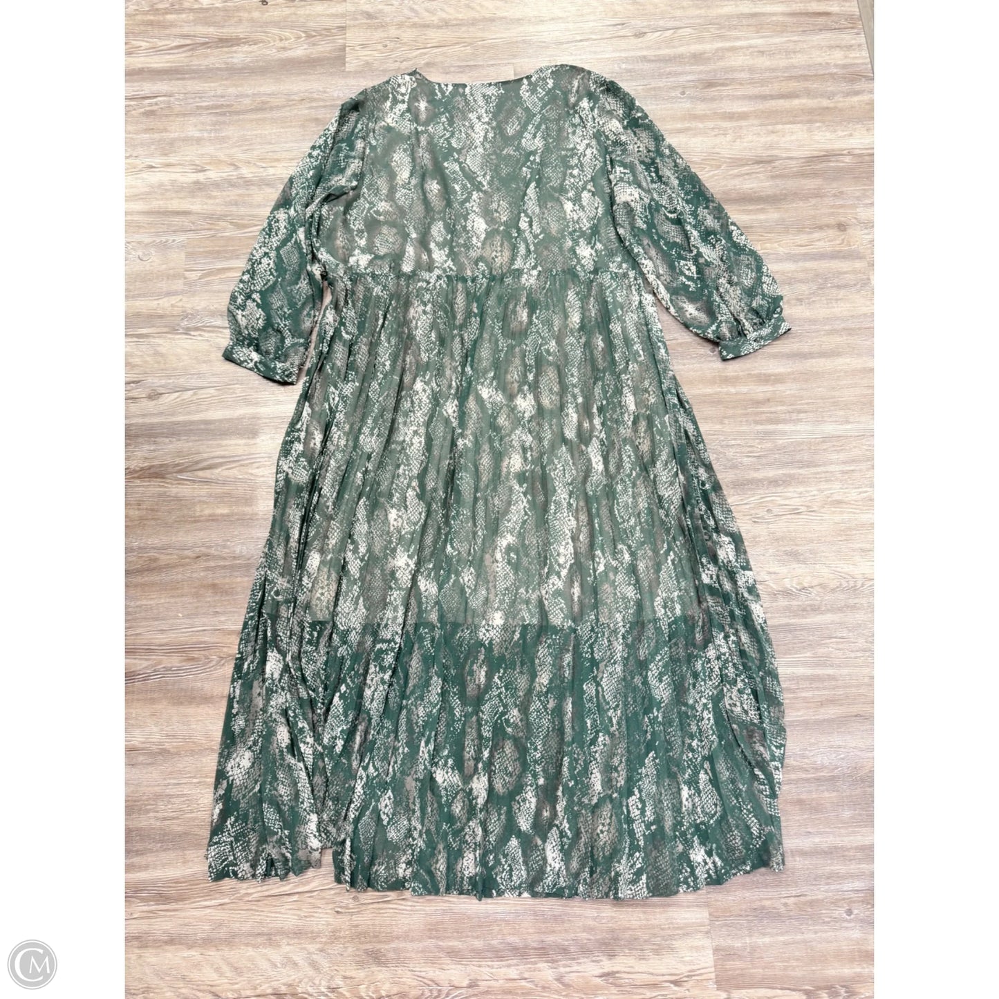 Dress Casual Maxi By Ava & Viv In Green & White, Size: 3x