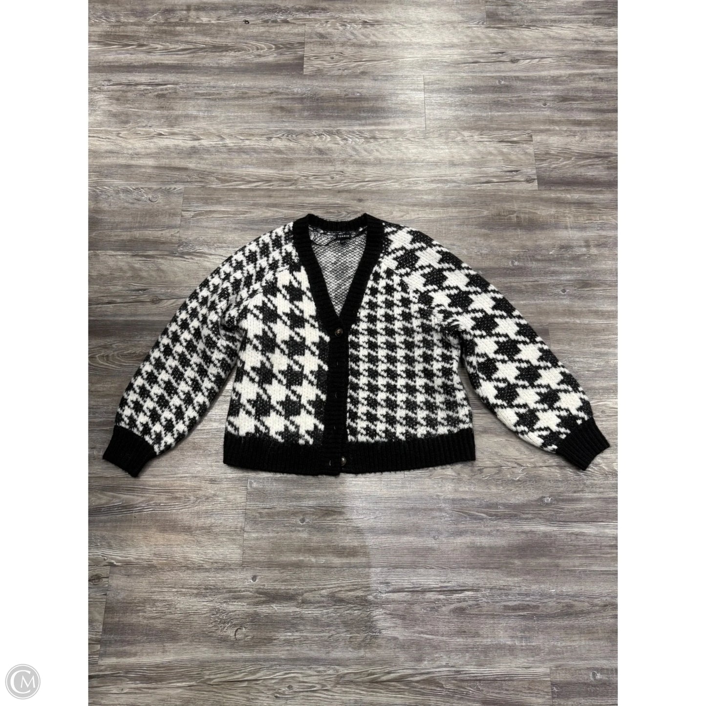 Sweater Cardigan By Torrid In Black & White, Size: 1x