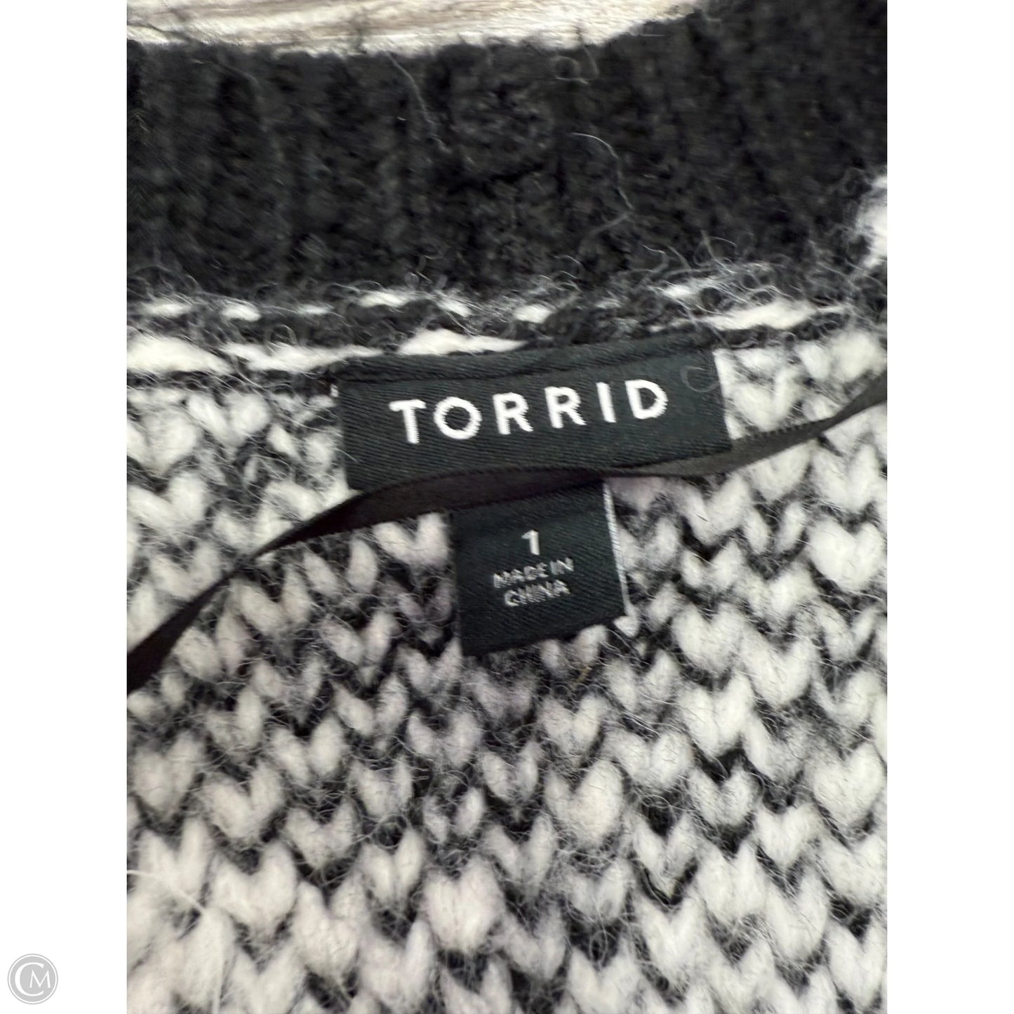 Sweater Cardigan By Torrid In Black & White, Size: 1x
