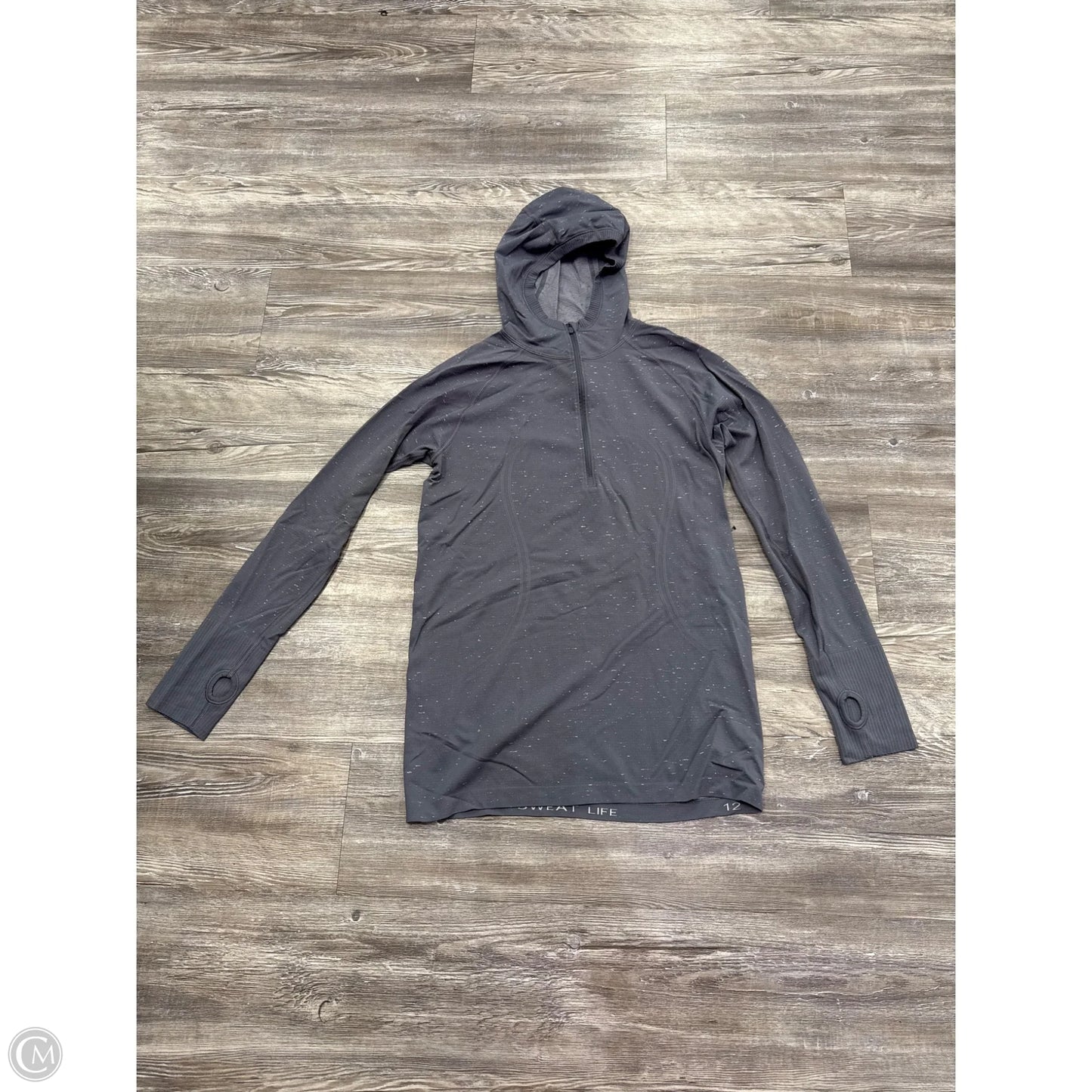 Athletic Top Long Sleeve Hoodie By Lululemon In Grey, Size: 12