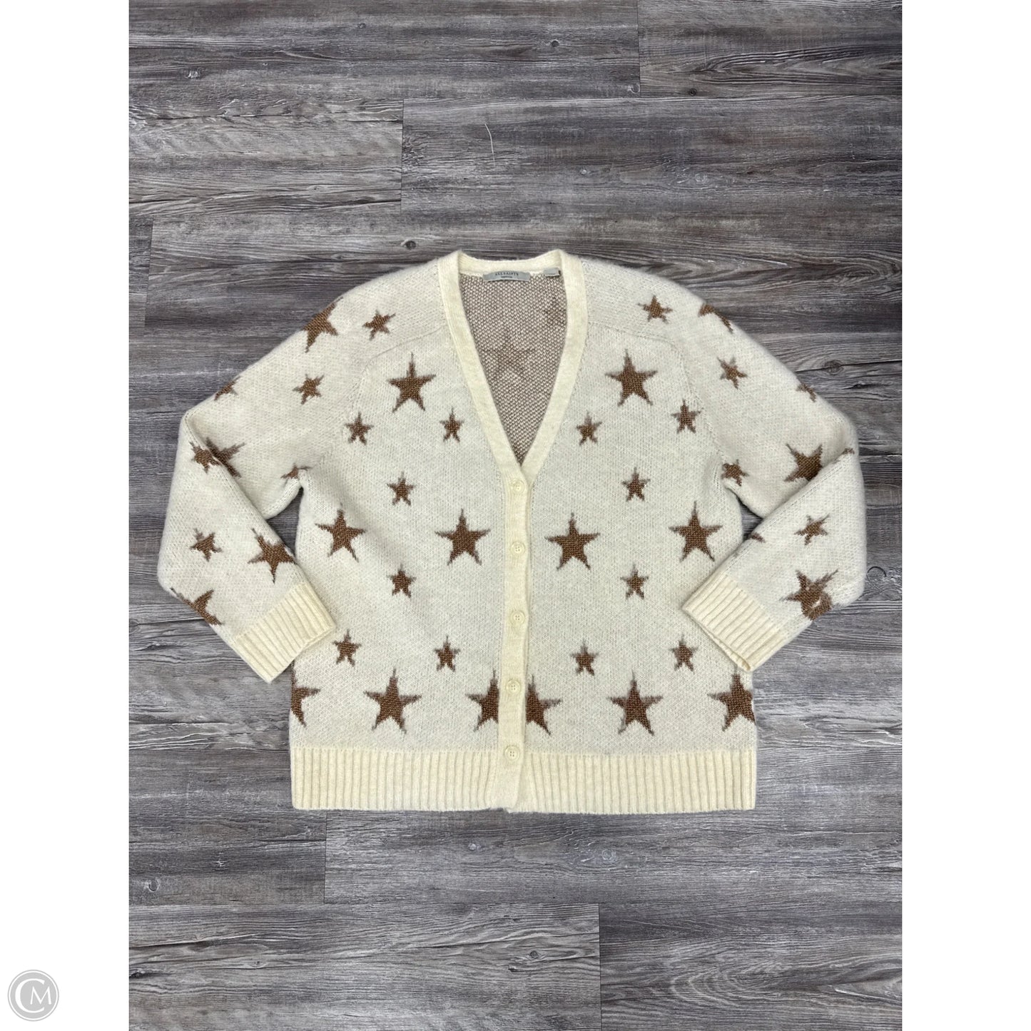 Sweater Cardigan Designer By All Saints In Cream, Size: M