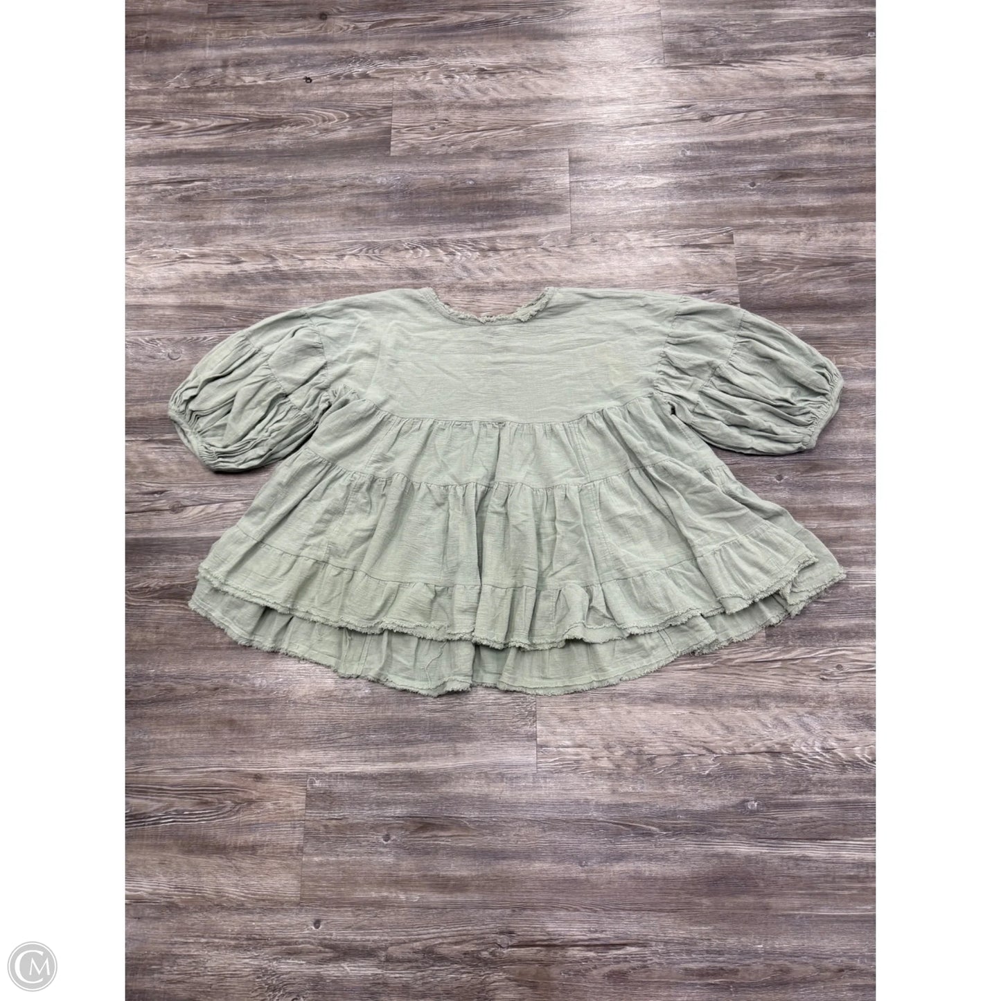 Top 3/4 Sleeve By Free People In Green, Size: S