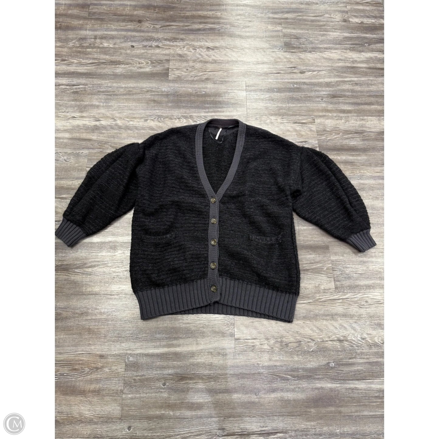 Sweater Cardigan By Free People In Black & Grey, Size: S