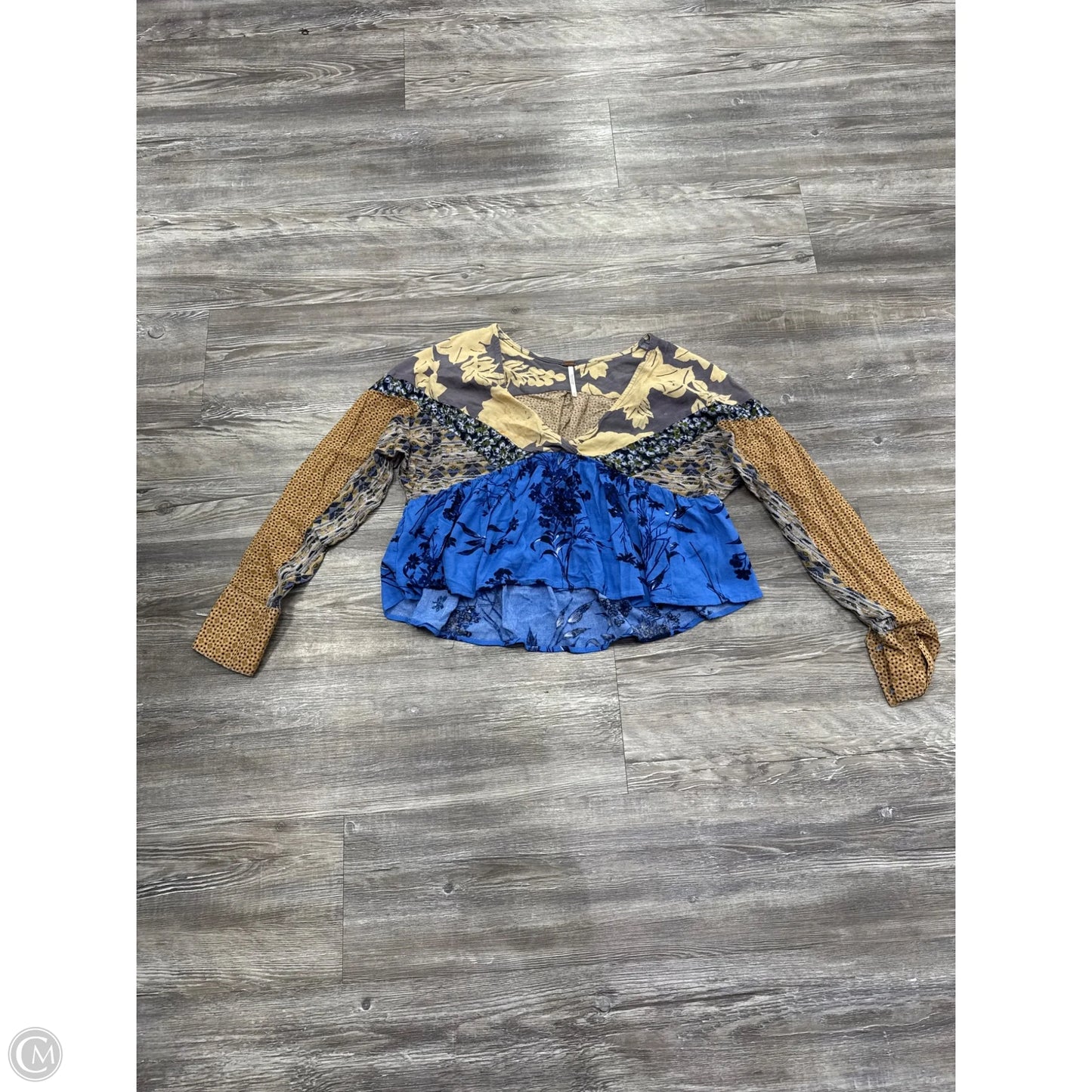 Top Long Sleeve By Free People In Blue & Tan, Size: Xs