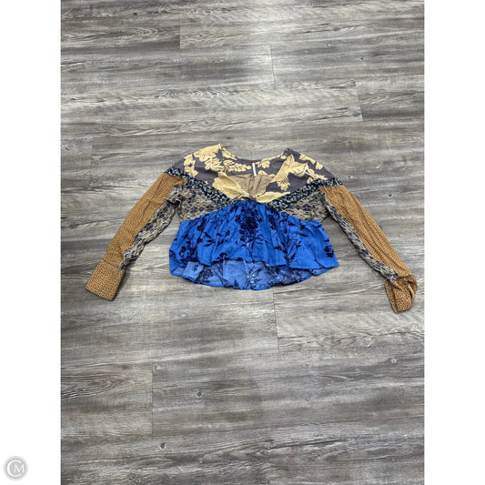 Top Long Sleeve By Free People In Blue & Tan, Size: Xs