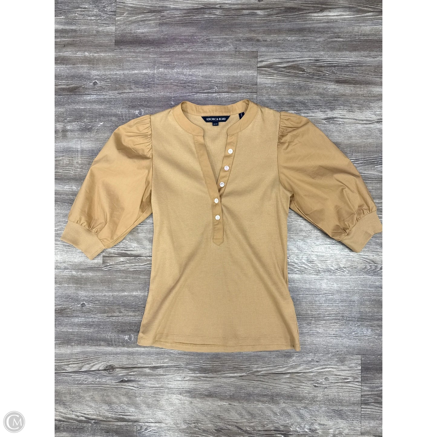 Top Short Sleeve By Veronica Beard In Tan, Size: Xs