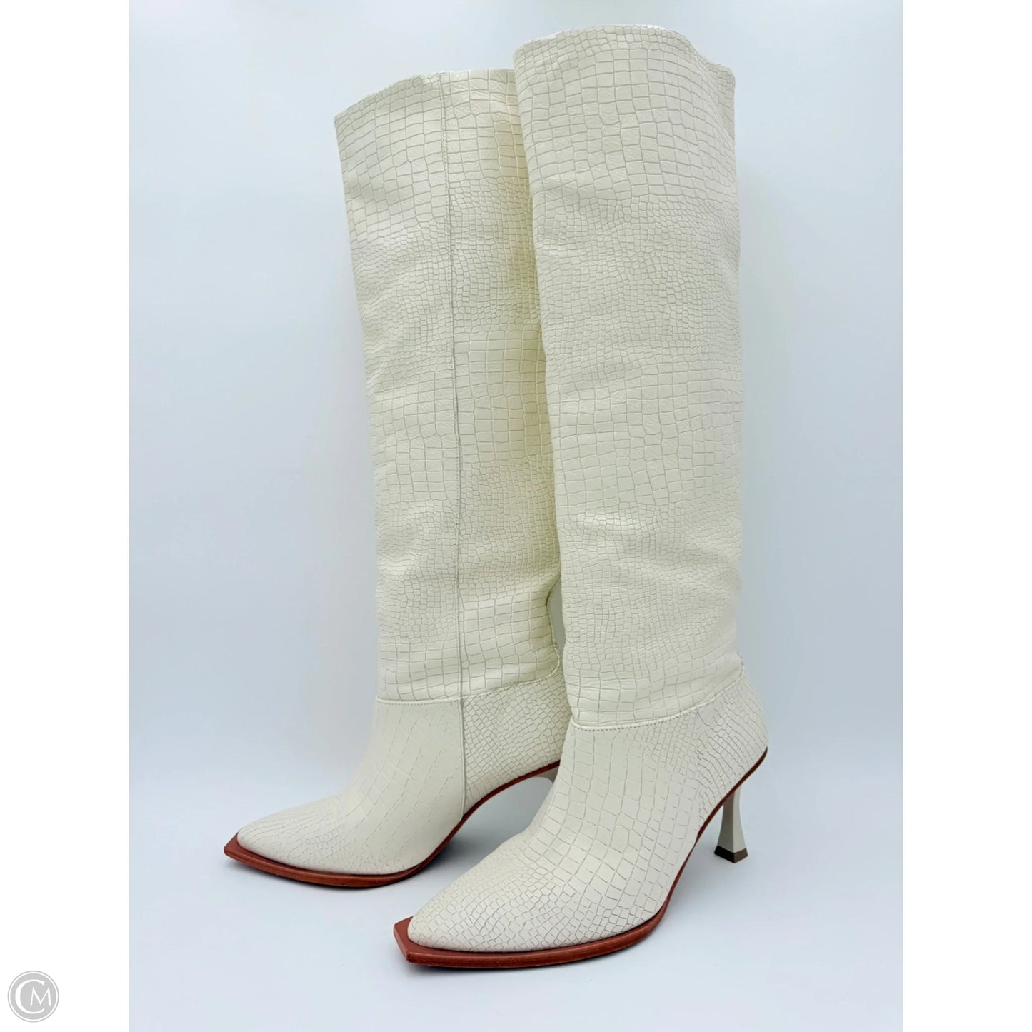 Boots Knee Heels By Vicenza In Cream, Size: 10