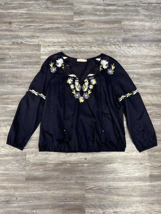 Navy Top Long Sleeve Designer Tory Burch, Size 14