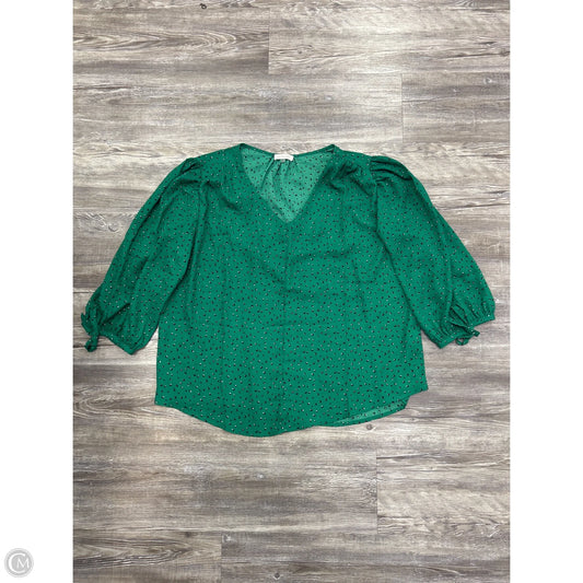 Top Long Sleeve By Olivia Grey In Green, Size: 1x