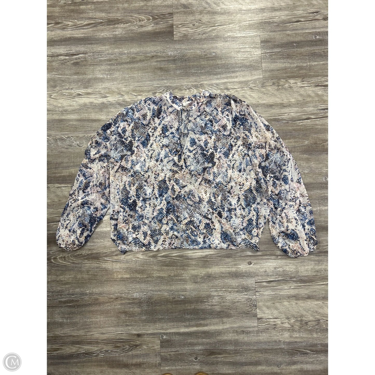 Top Long Sleeve By Olivia Grey In Snakeskin Print, Size: Xl