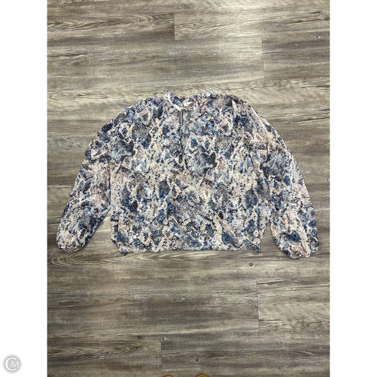 Top Long Sleeve By Olivia Grey In Snakeskin Print, Size: Xl