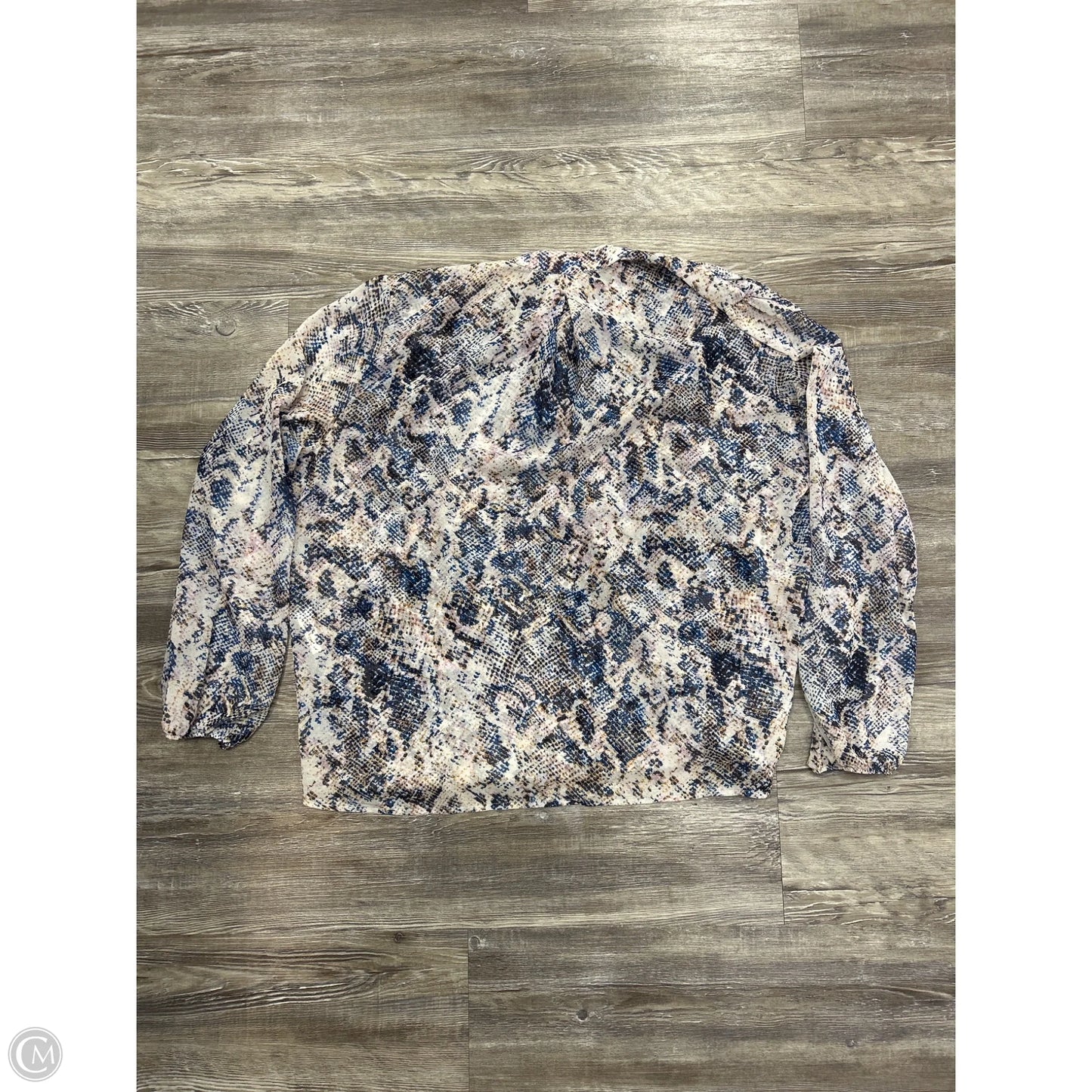 Top Long Sleeve By Olivia Grey In Snakeskin Print, Size: Xl