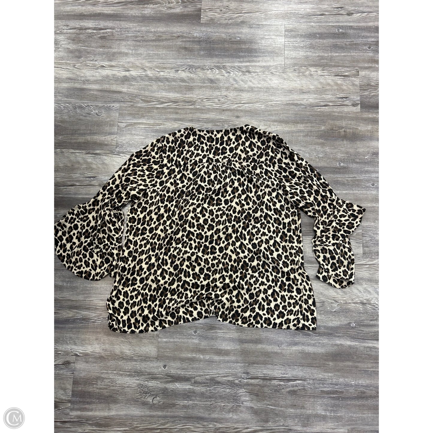 Top Long Sleeve By Vince Camuto In Animal Print, Size: 1x