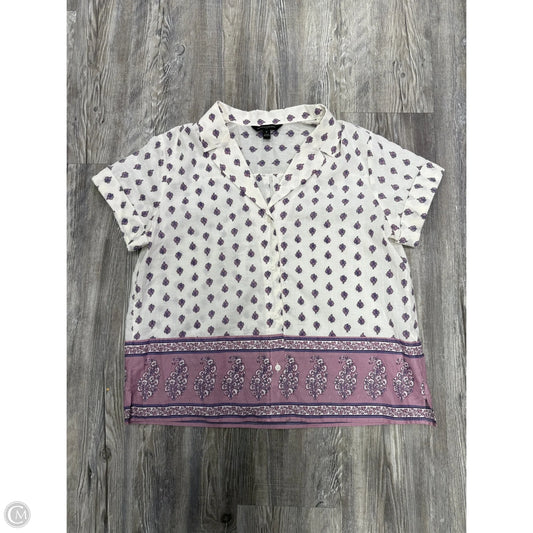 Top Short Sleeve By Banana Republic In Purple & White, Size: S