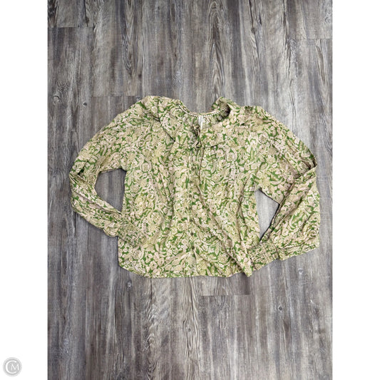 Top Long Sleeve By Anthropologie In Green & Tan, Size: M