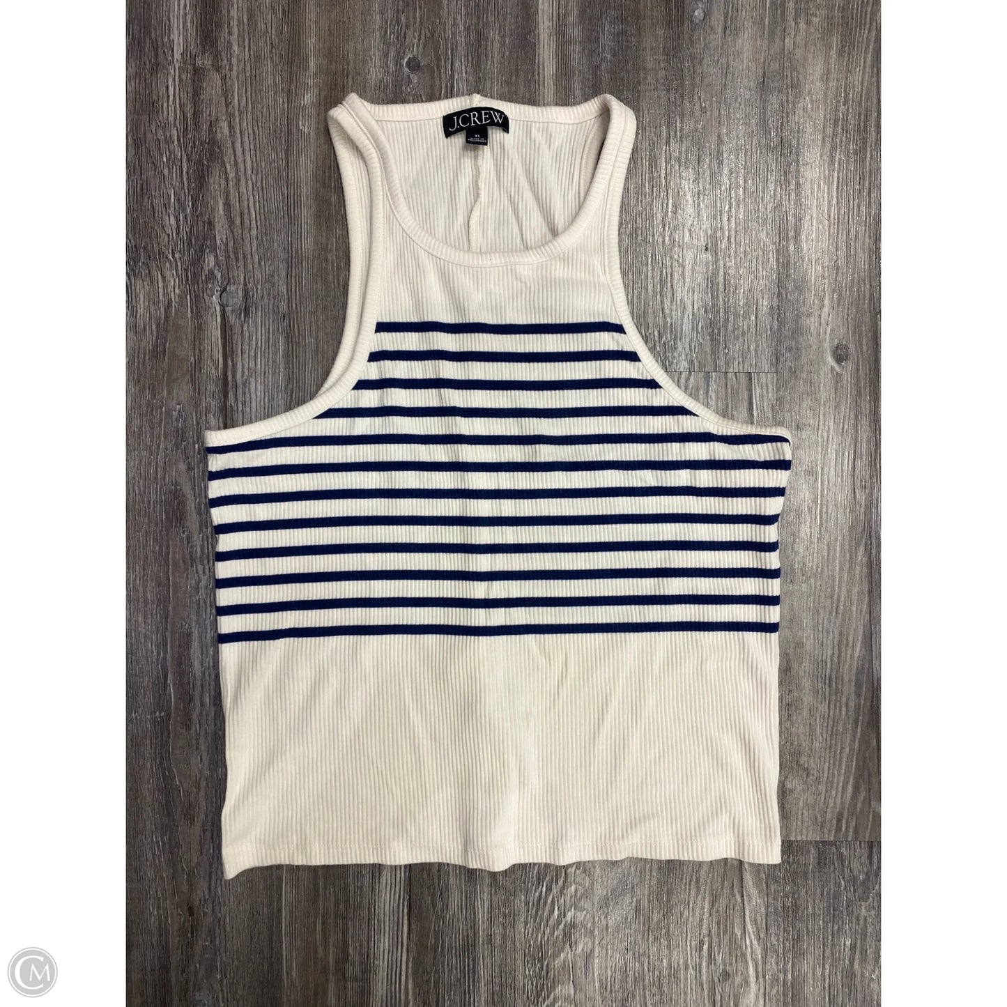 Top Sleeveless Basic By J. Crew In Blue & Cream, Size: Xl
