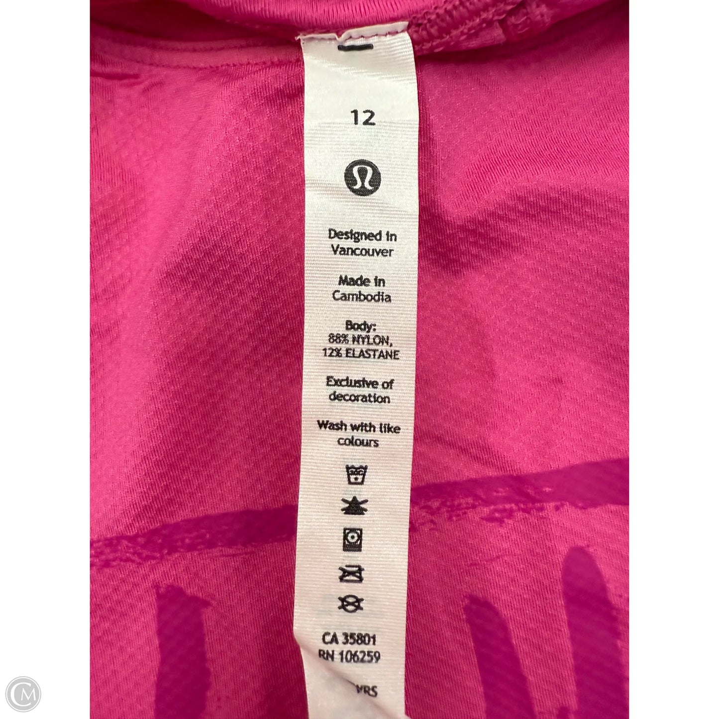 Athletic Top Short Sleeve By Lululemon In Pink, Size: 12
