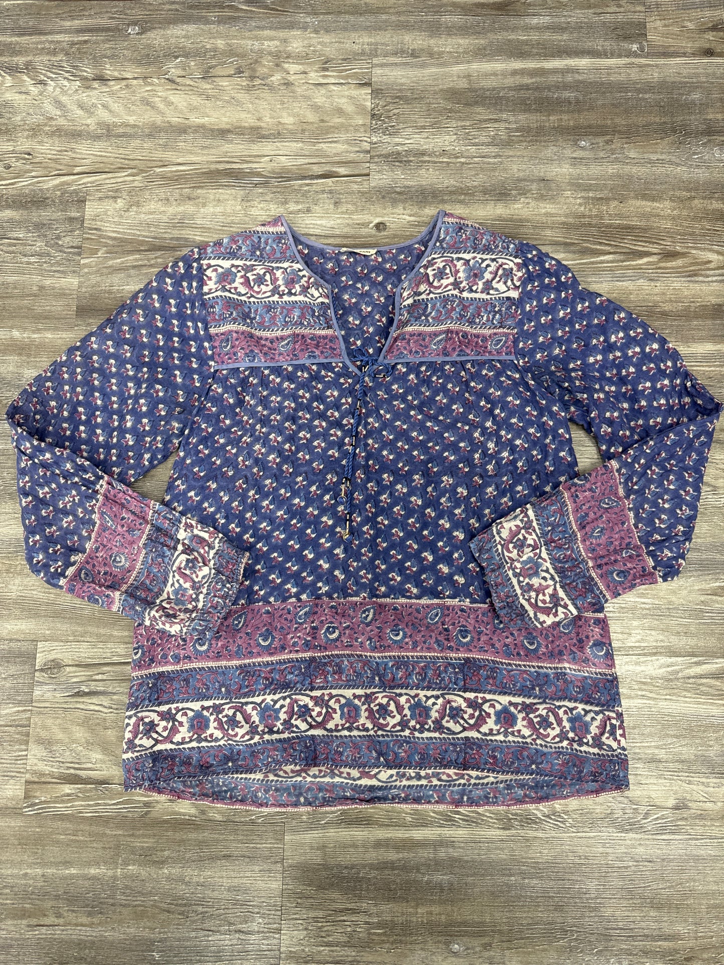 Top Long Sleeve By Nani Pani In Blue White, Size: S