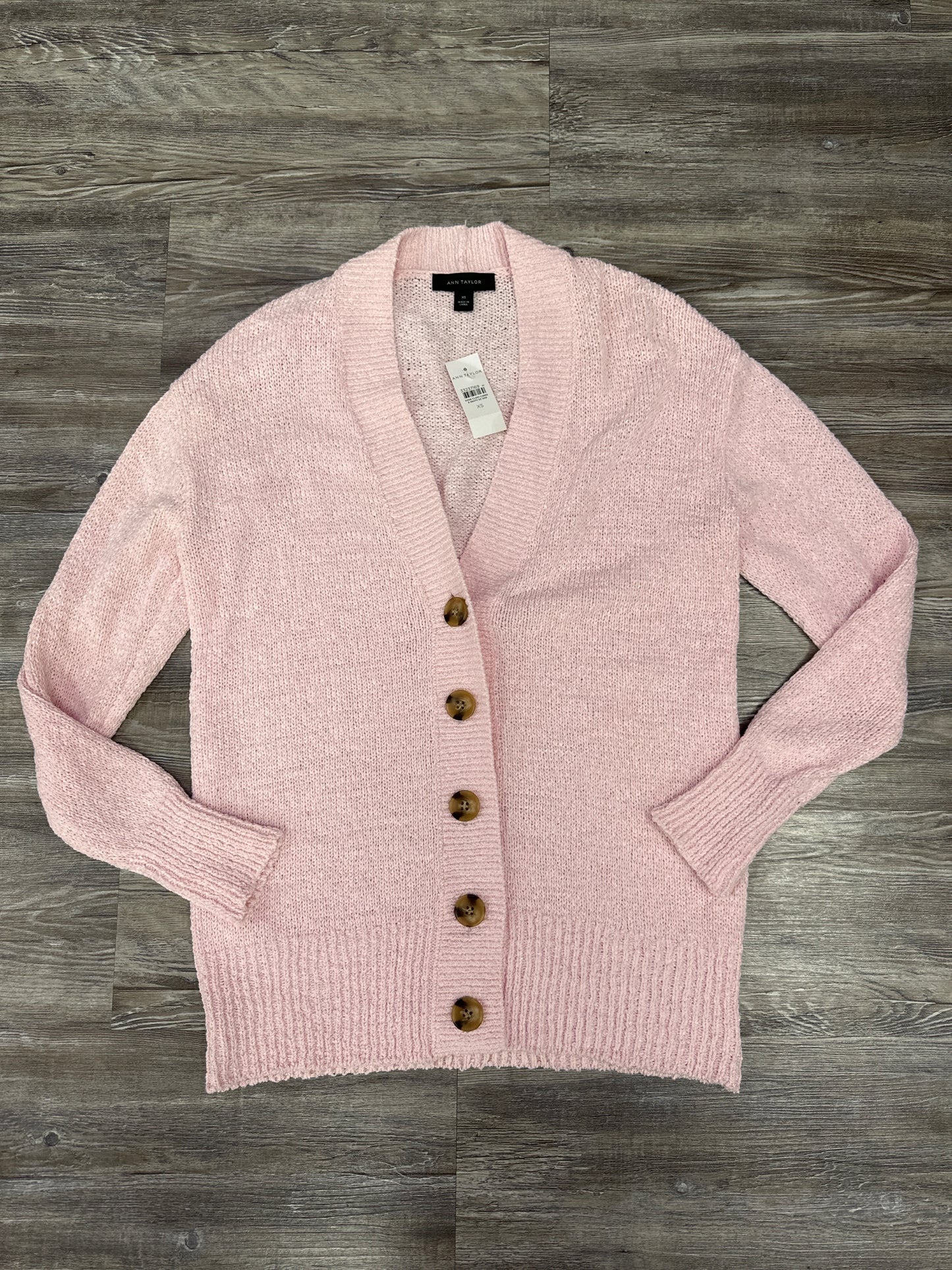 Sweater Cardigan By Ann Taylor In Light Pink, Size: Xs