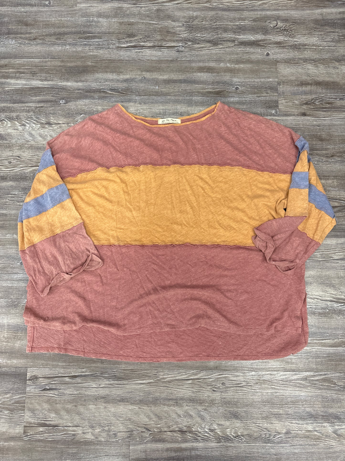 Top Long Sleeve By We The Free In Red & Yellow, Size: M