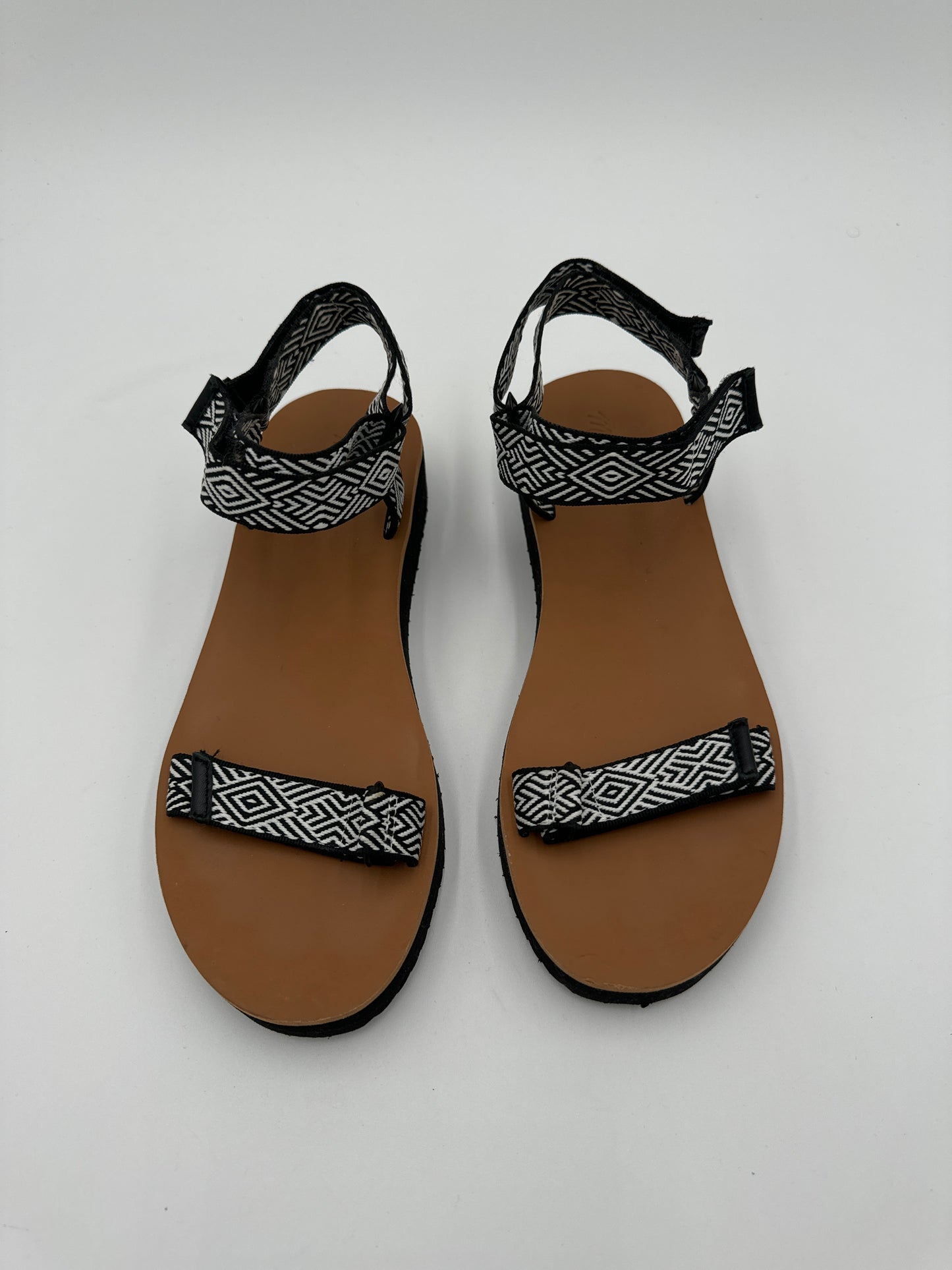 Sandals Heels Wedge By Madewell In Black & White, Size: 9.5