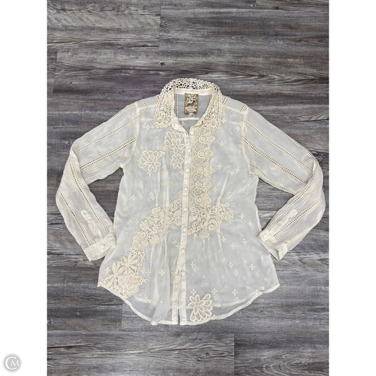 Tunic Long Sleeve By Johnny Was In Cream, Size: S
