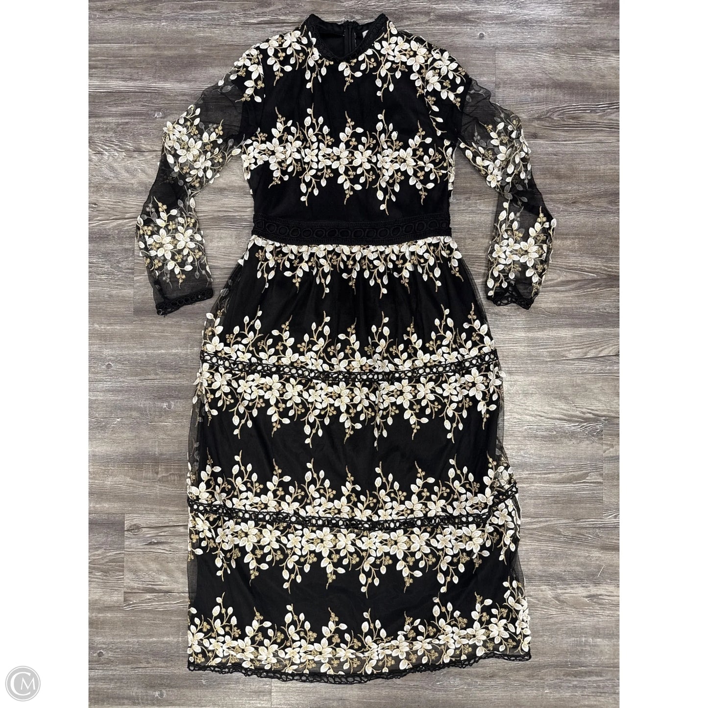 Dress Party Long By Polygram In Black & Gold, Size: S