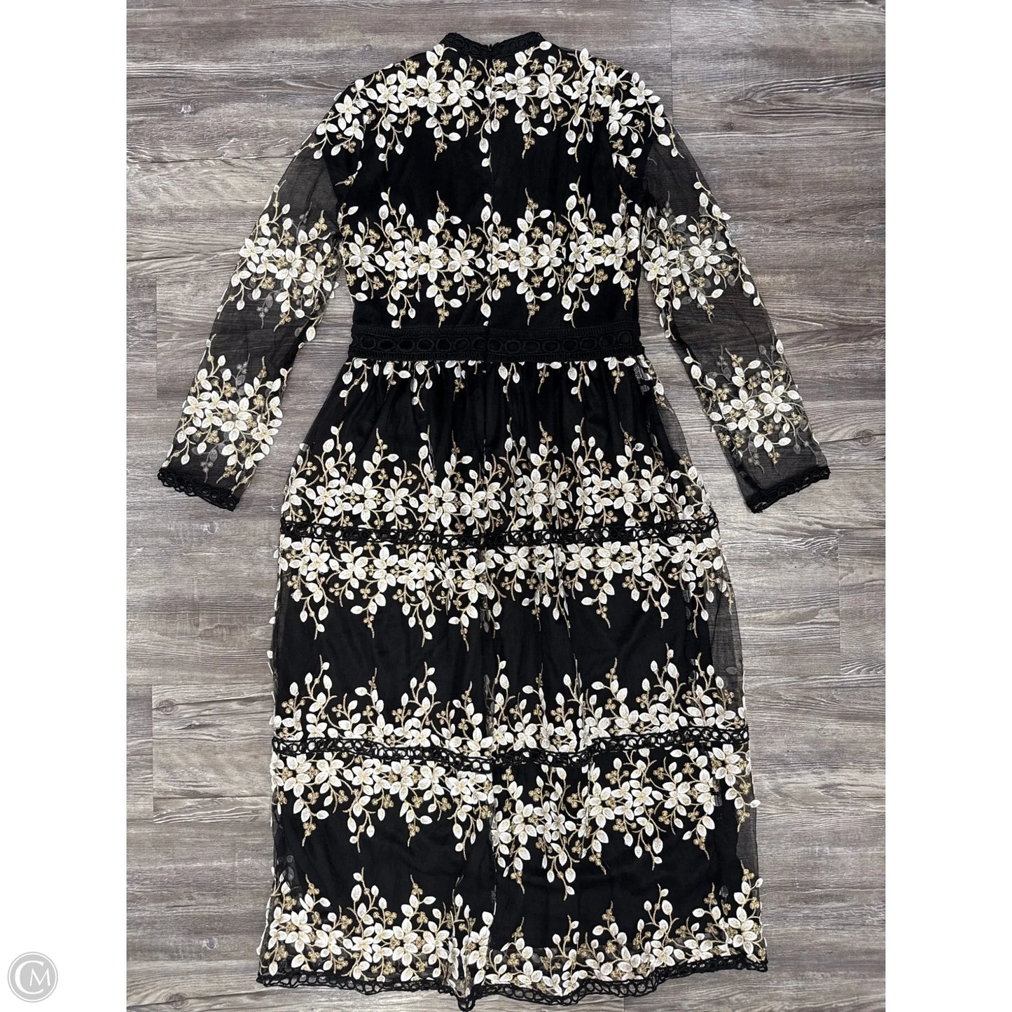 Dress Party Long By Polygram In Black & Gold, Size: S