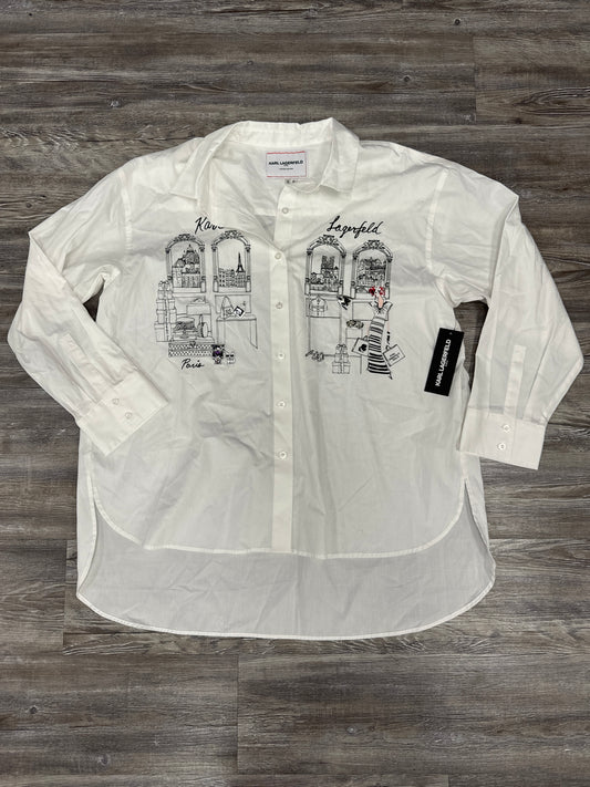 Top Long Sleeve By Karl Lagerfeld In White, Size: Xl