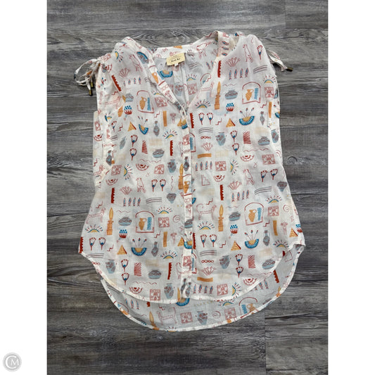 Top Short Sleeve By Anthropologie In Tan & White, Size: S
