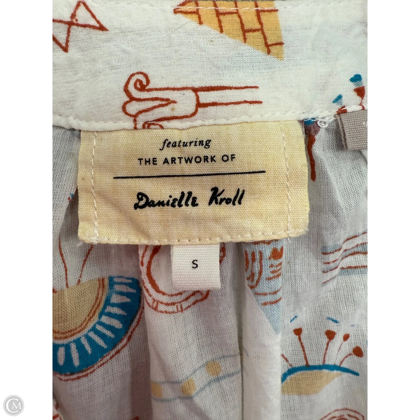 Top Short Sleeve By Anthropologie In Tan & White, Size: S