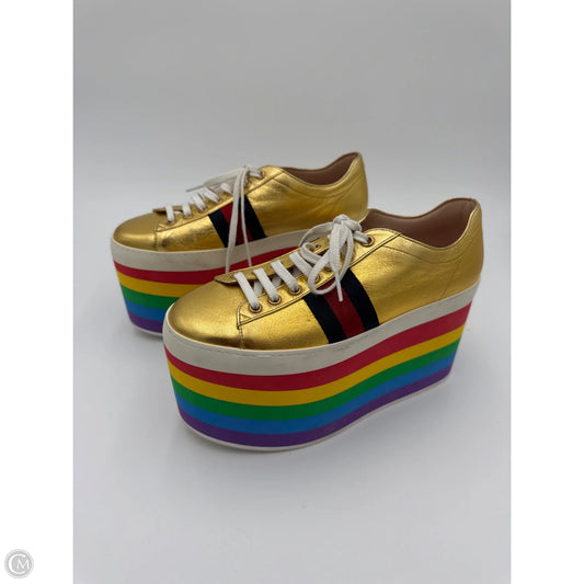 Shoes Luxury Designer By Gucci In Rainbow Print, Size: 8