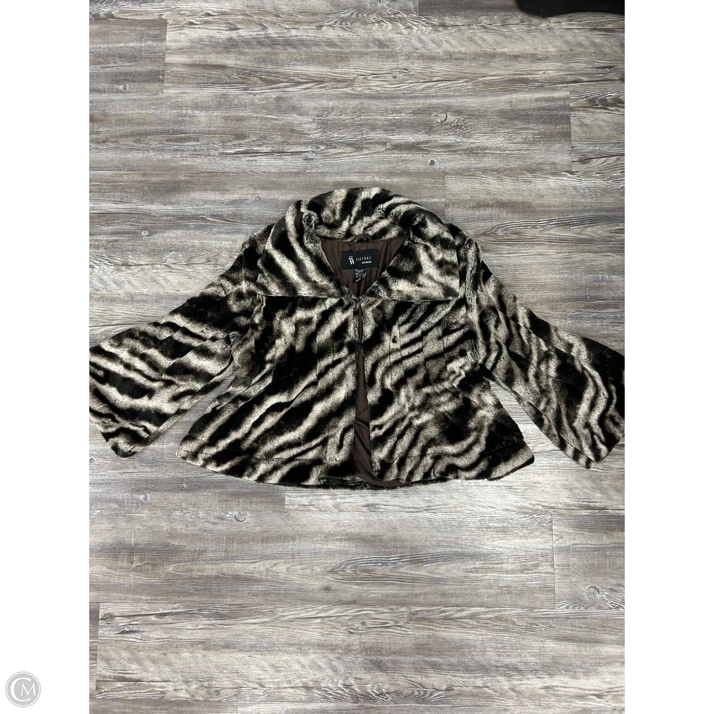 Jacket Faux Fur & Sherpa By Sisters In Black & Brown, Size: L