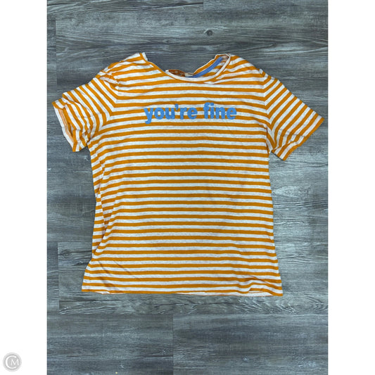 Top Short Sleeve Designer By Tory Burch In Orange & White, Size: M