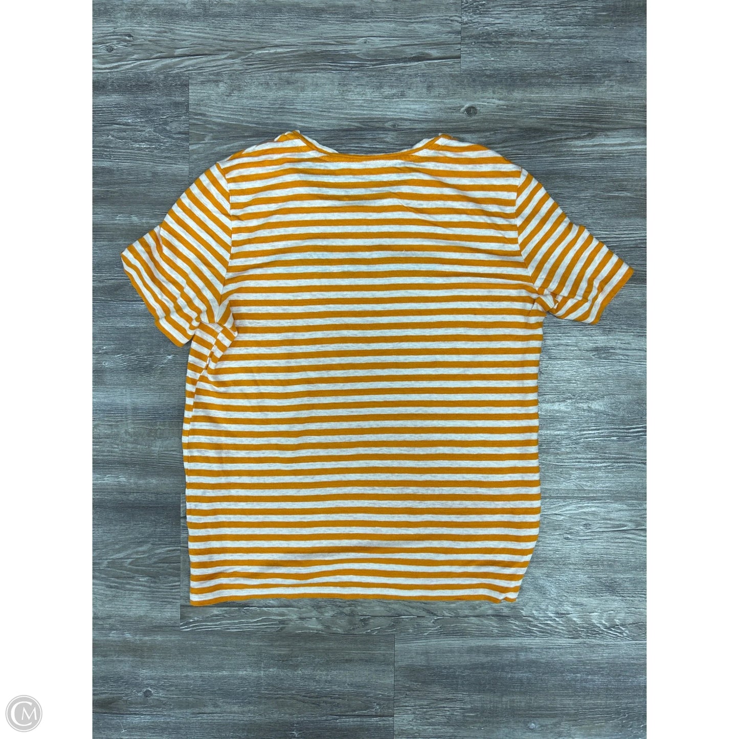 Top Short Sleeve Designer By Tory Burch In Orange & White, Size: M